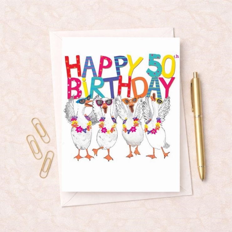 Large Birthday Card - Age 50 Fancy Geese Large Birthday Card - Age 50 Fancy Geese