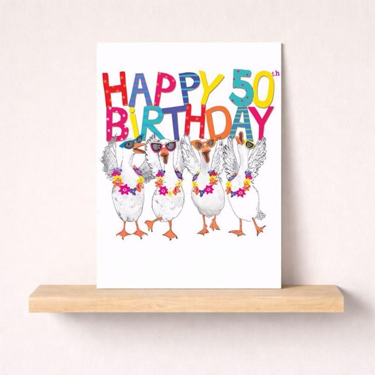 Large Birthday Card - Age 50 Fancy Geese Large Birthday Card - Age 50 Fancy Geese