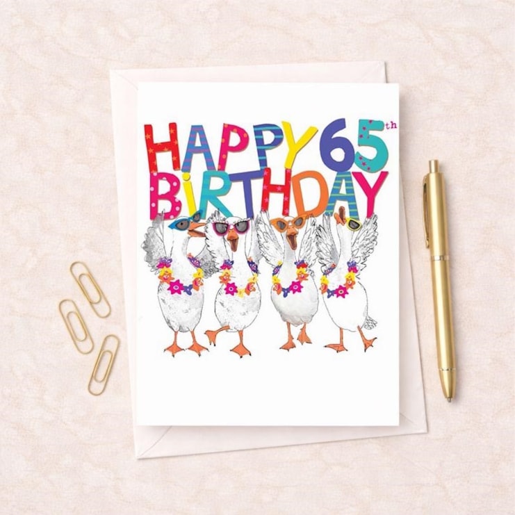 Large Birthday Card - Age 65 Fancy Geese