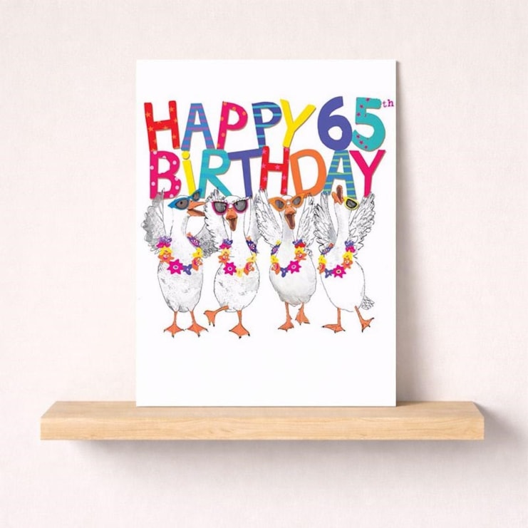Large Birthday Card - Age 65 Fancy Geese
