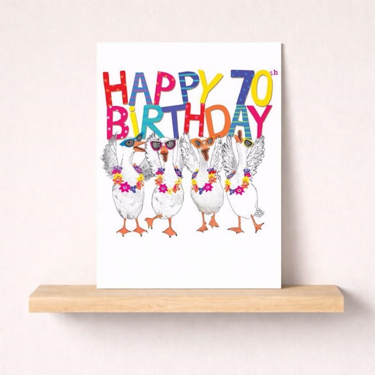 Large Birthday Card - Age 70 Fancy Geese