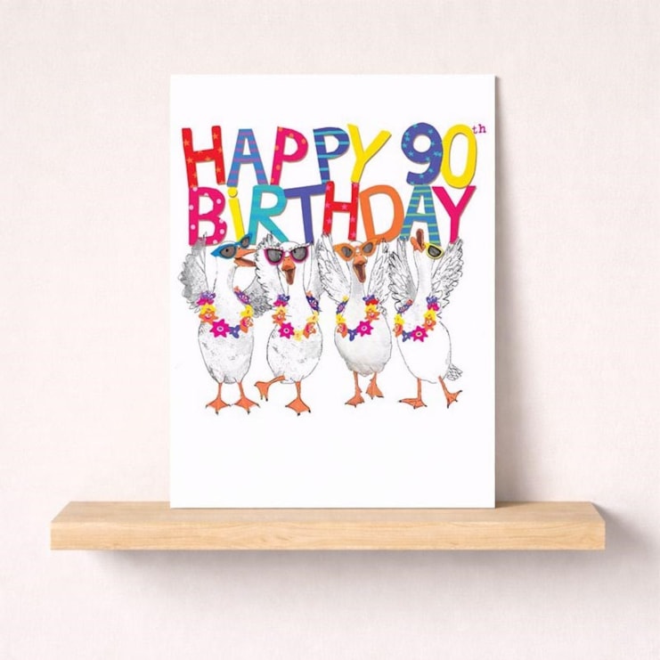 Large Birthday Card - Age 90 Fancy Geese