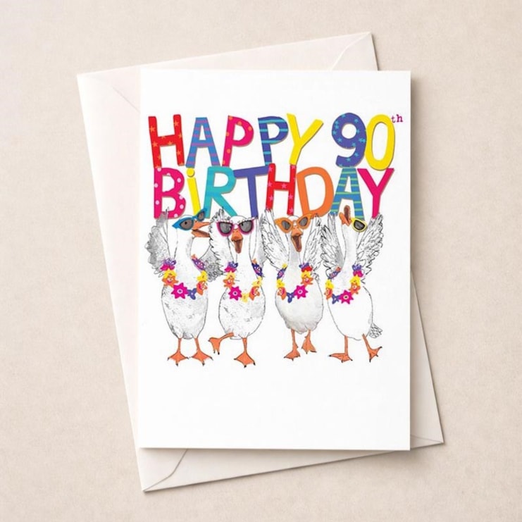 Large Birthday Card - Age 90 Fancy Geese Large Birthday Card - Age 90 Fancy Geese