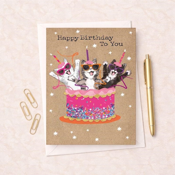 Large Birthday Card - Cats In Cake Large Birthday Card - Cats In Cake