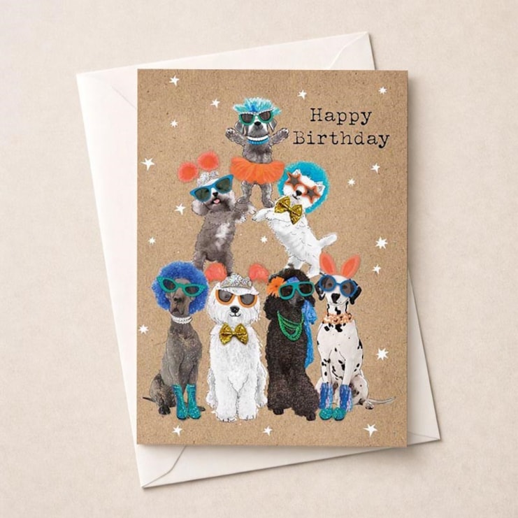 Large Birthday Card - Dog Pyramid
