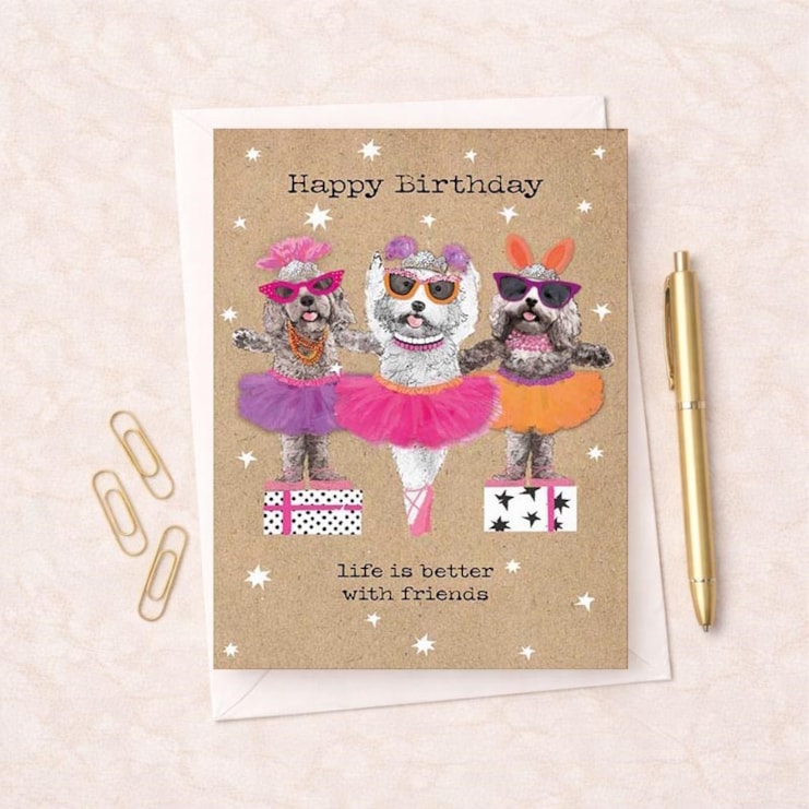 Large Birthday Card - Ballerina Dogs Large Birthday Card - Ballerina Dogs