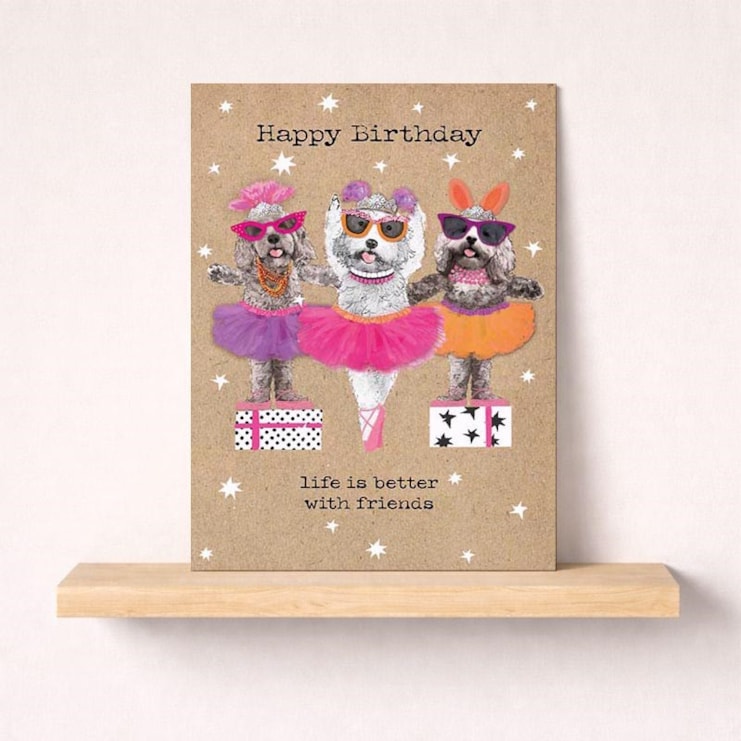 Large Birthday Card - Ballerina Dogs Large Birthday Card - Ballerina Dogs