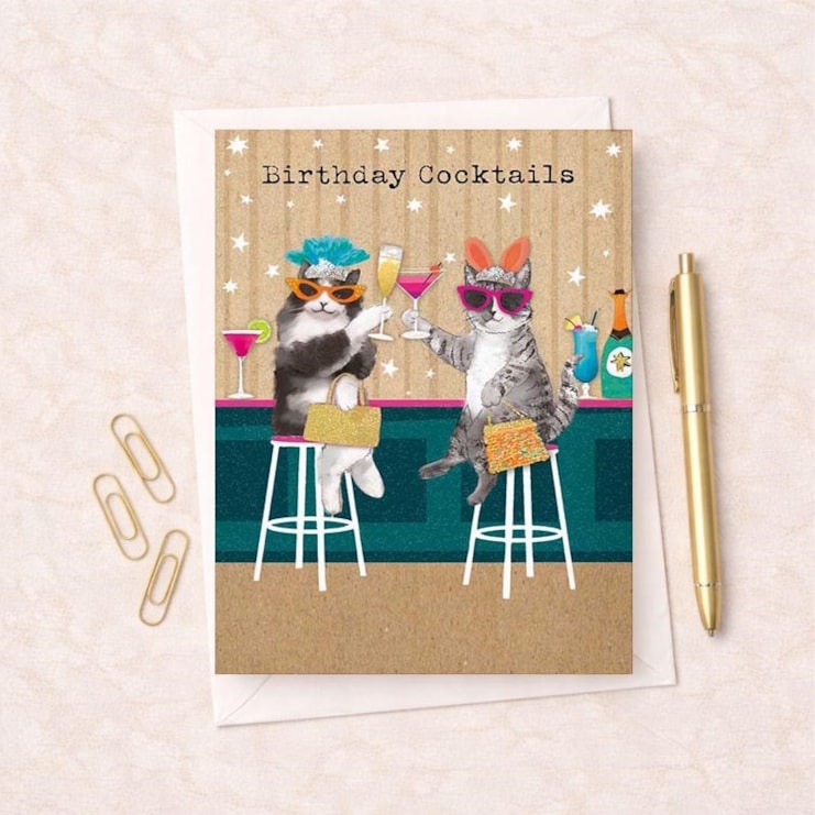 Large Birthday Card - Cats At The Bar