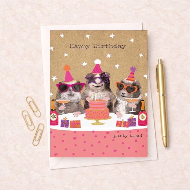 Large Birthday Card - Guinea Pigs Party Large Birthday Card - Guinea Pigs Party