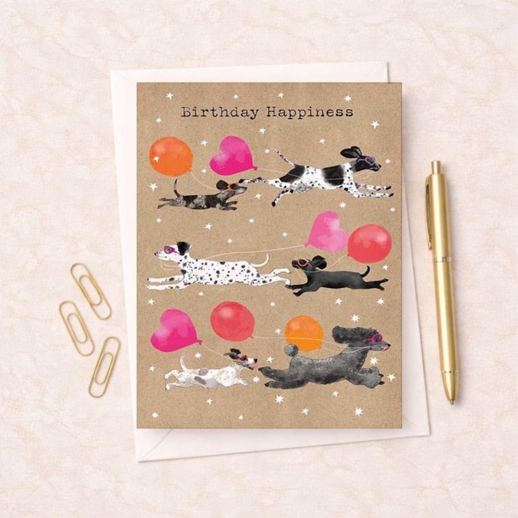 Large Birthday Card - Dogs With Balloons
