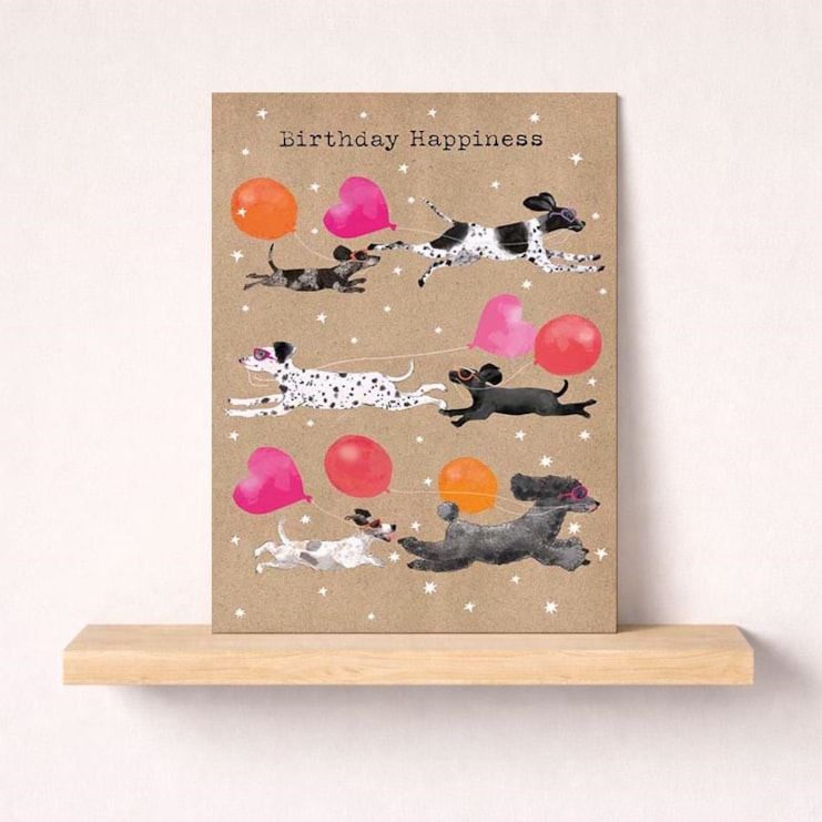 Large Birthday Card - Dogs With Balloons Large Birthday Card - Dogs With Balloons