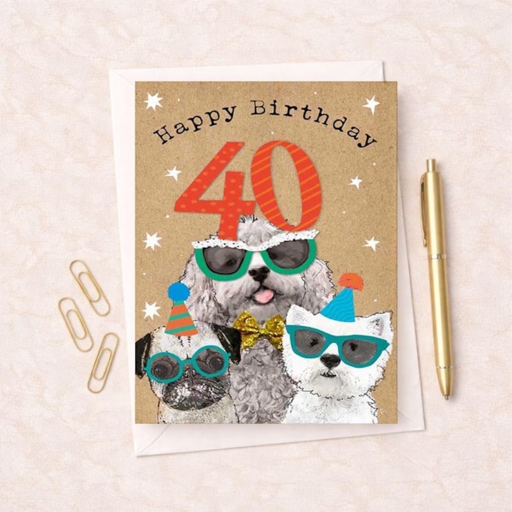 Large Age 40 Birthday Card - Dogs Large Age 40 Birthday Card - Dogs