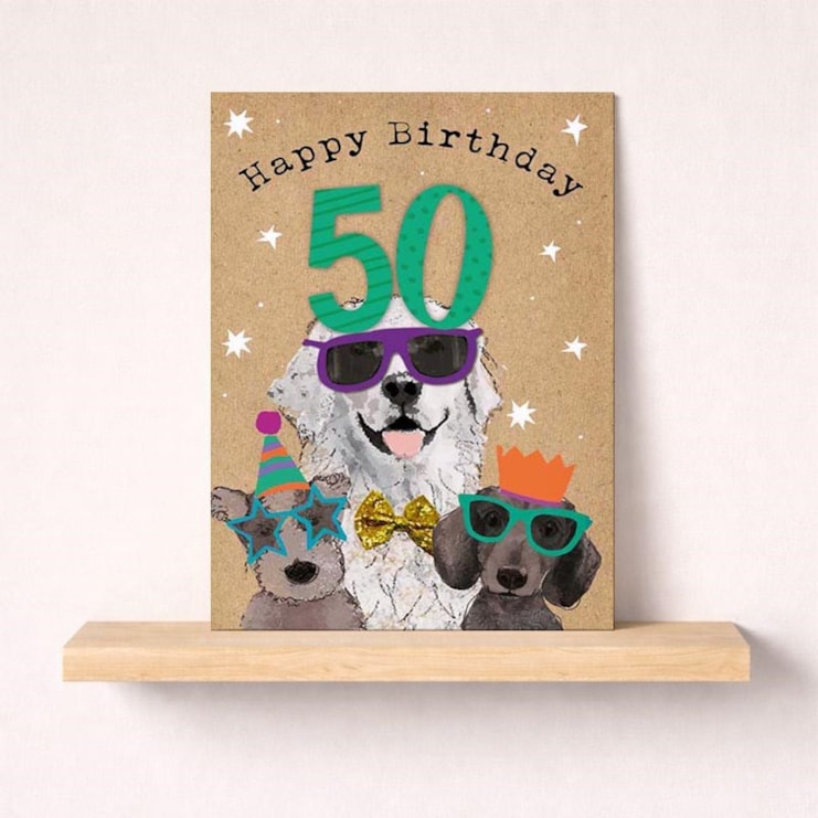 Large Age 50 Birthday Card - Dogs