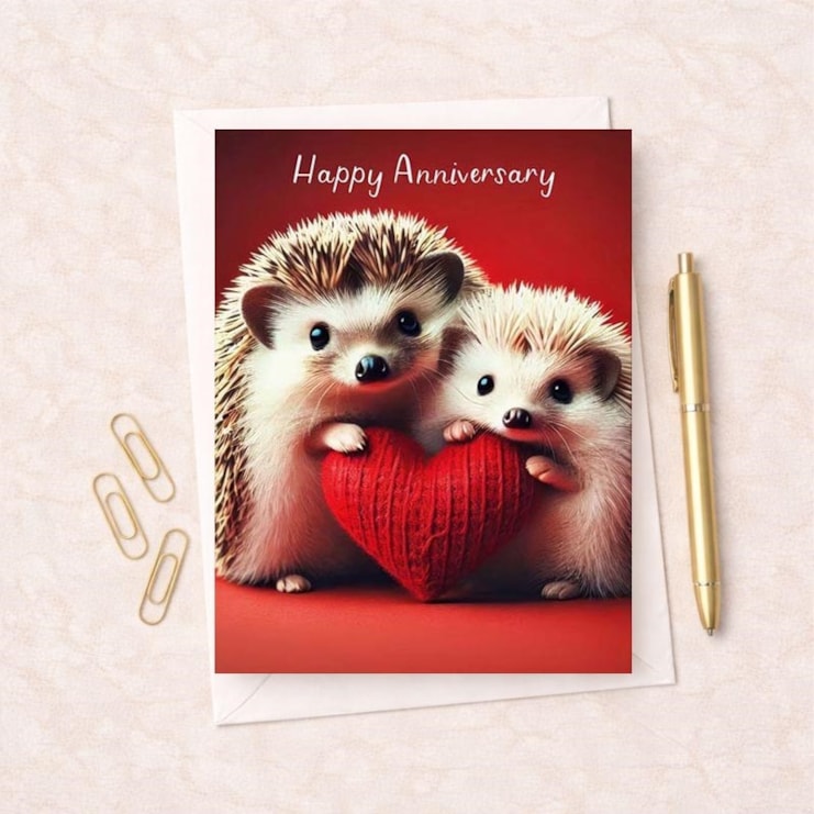 Large Anniversary Card - Hedgehogs