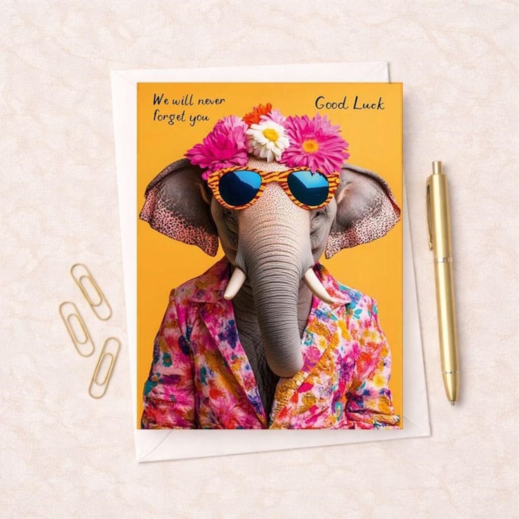 Large Sorry You're Leaving Card - Funky Elephant Large Sorry You're Leaving Card - Funky Elephant