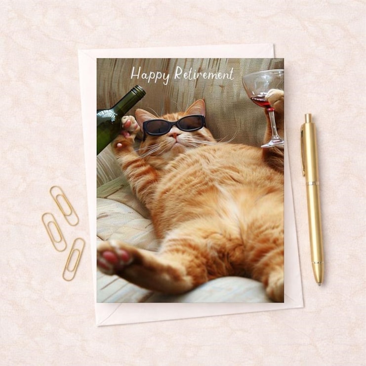 Large Retirement Card - Lounging Cat