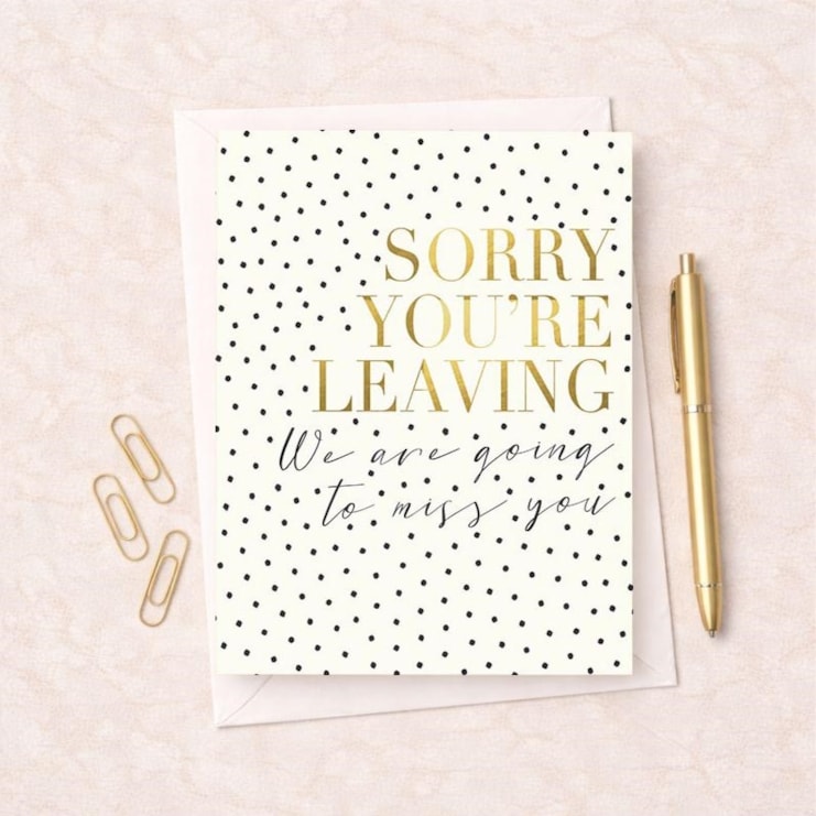 Large Sorry You're Leaving Card - Going To Miss You Large Sorry You're Leaving Card - Going To Miss You