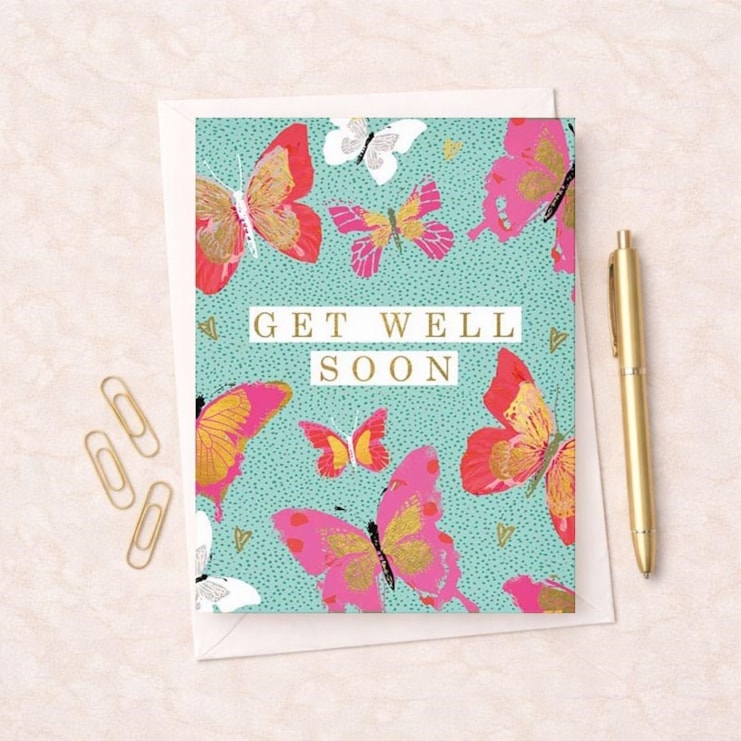Large Get Well Soon Card - Butterflies