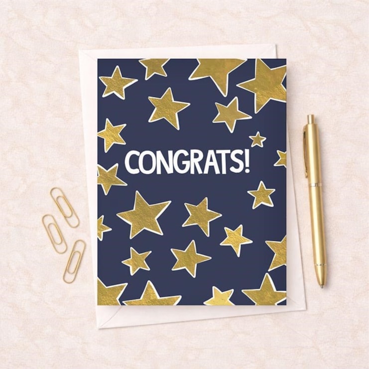 Large Congratulations Card - Gold Stars Large Congratulations Card - Gold Stars