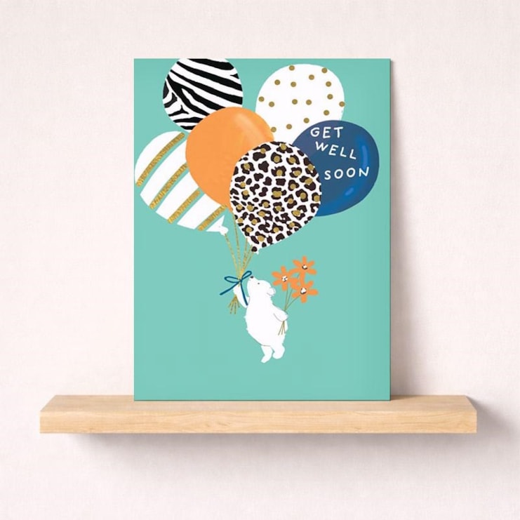 Large Get Well Soon Card - Bear & Balloons Large Get Well Soon Card - Bear & Balloons