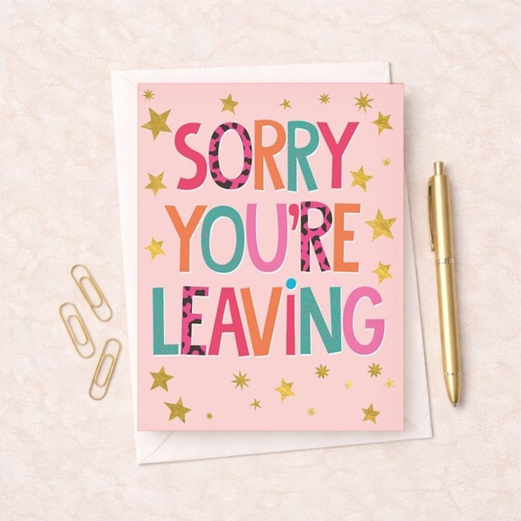 Large Sorry You're Leaving Card - Stars Large Sorry You're Leaving Card - Stars