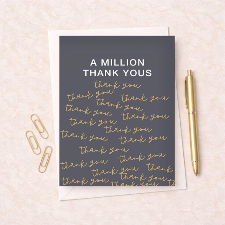 Large Thank You Card - A Million Thank Yous