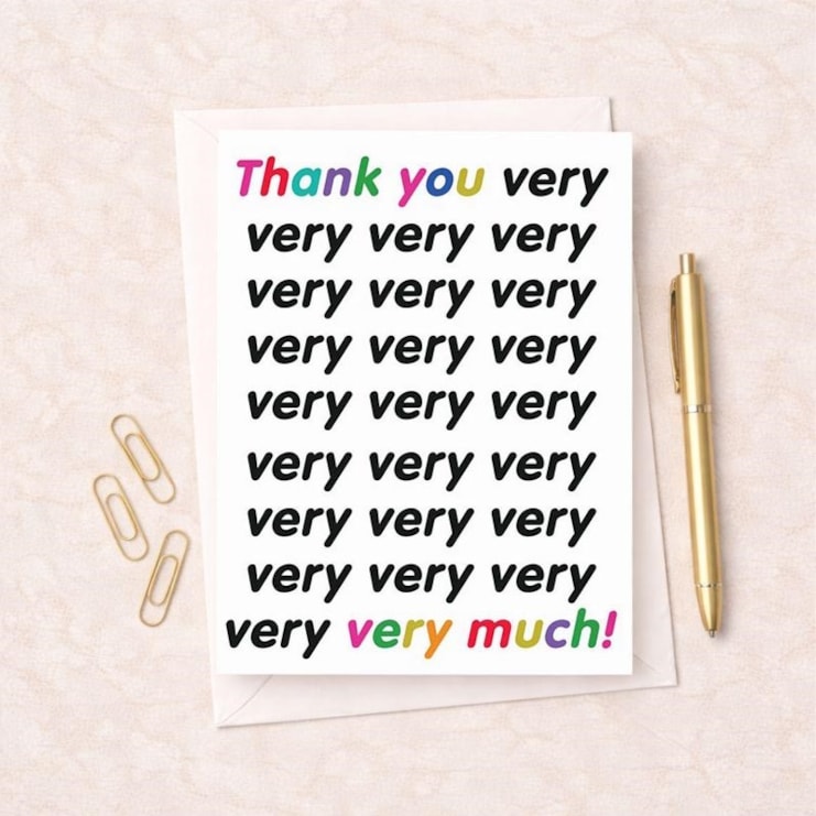 Large Thank You Card - Very Very Very Much