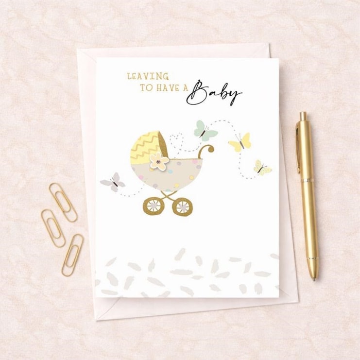 Large Leaving For A Baby Card - Pram Large Leaving For A Baby Card - Pram