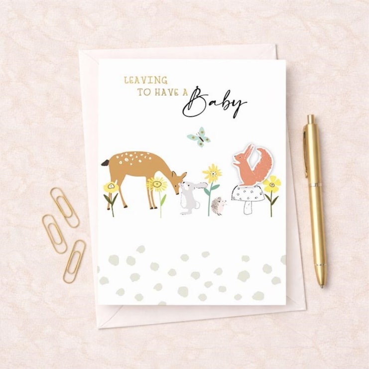 Large Leaving For A Baby Card - Woodland Animals Large Leaving For A Baby Card - Woodland Animals