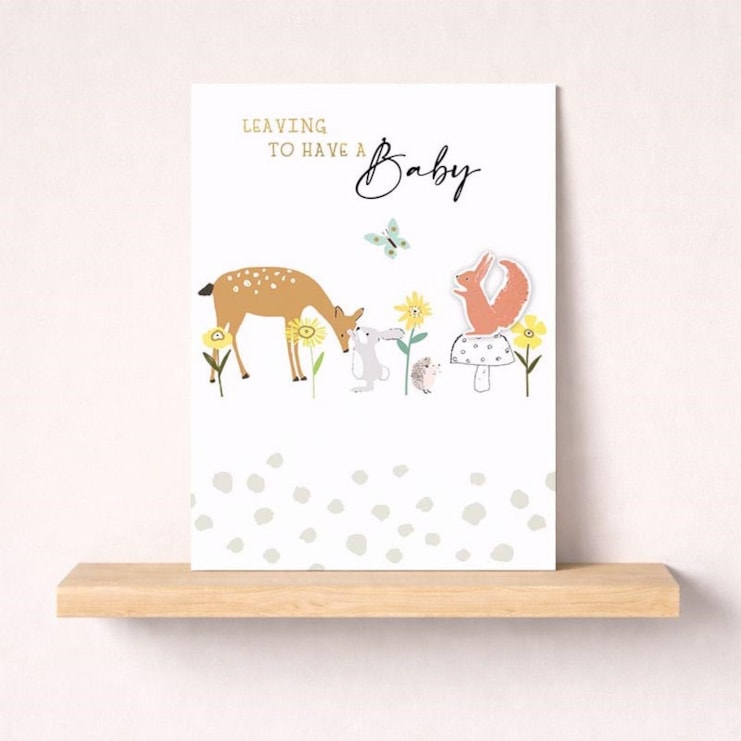 Large Leaving For A Baby Card - Woodland Animals