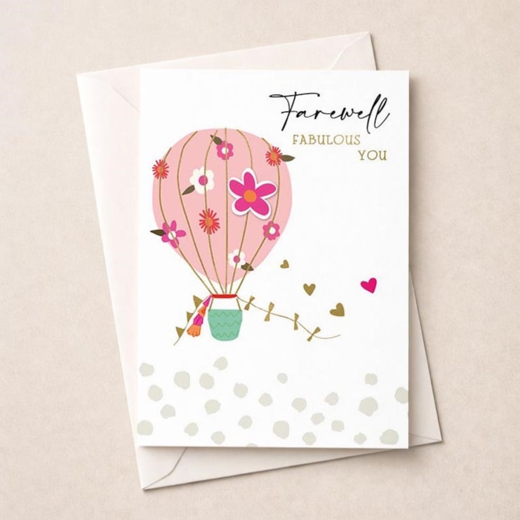 Large Sorry You're Leaving Card - Hot Air Balloon