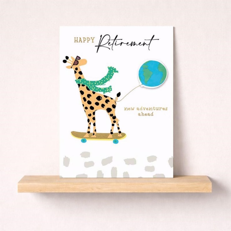 Large Retirement Card - Skateboarding Giraffe