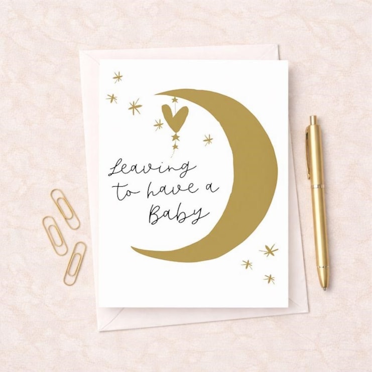 Large Leaving For A Baby Card - Crescent Moon