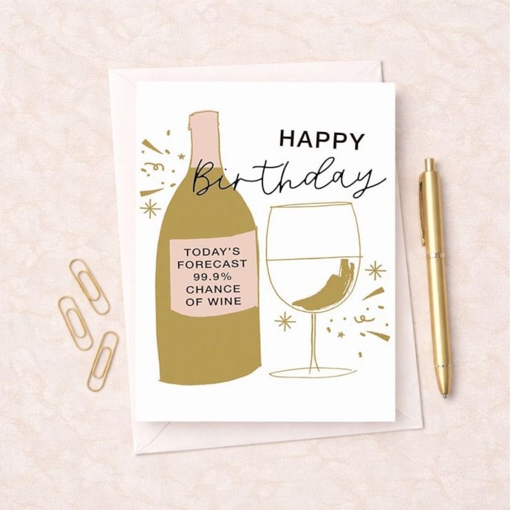 Large Birthday Card - 99.9% Chance Of Wine
