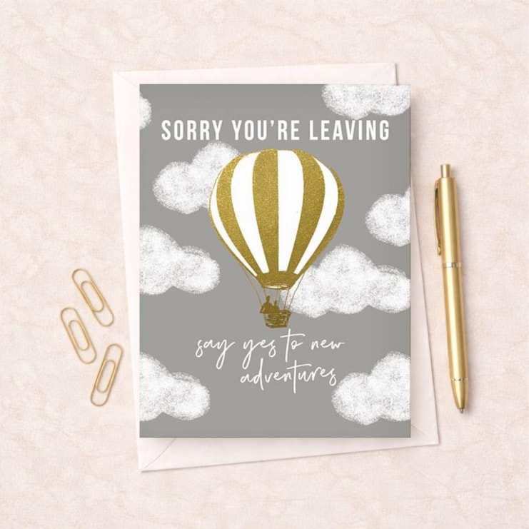 Large Sorry You're Leaving Card - Hot Air Balloon Large Sorry You're Leaving Card - Hot Air Balloon