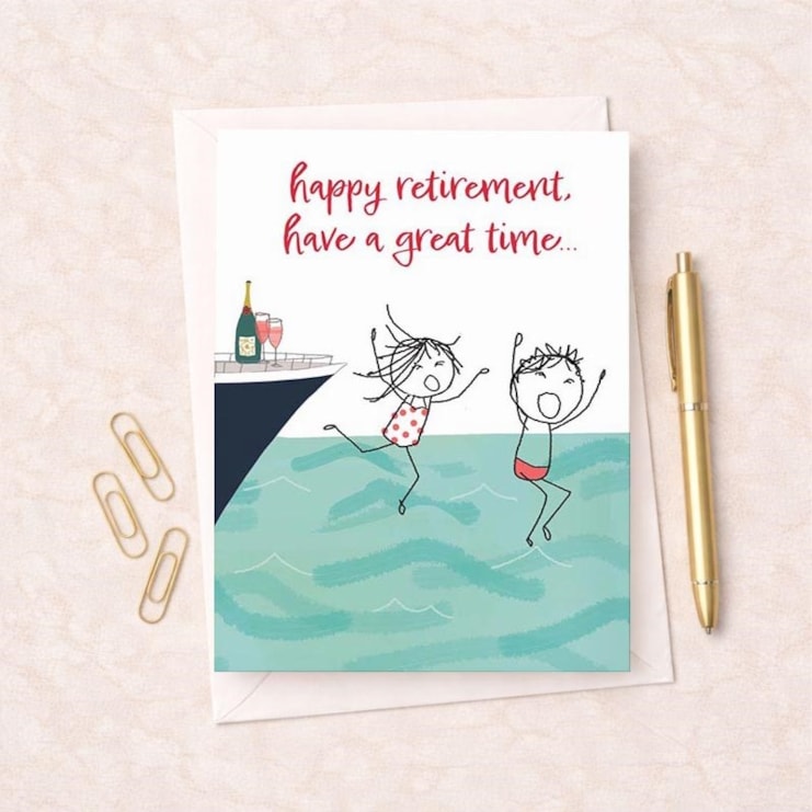 Large Retirement Card - Jumping Into The Sea Large Retirement Card - Jumping Into The Sea