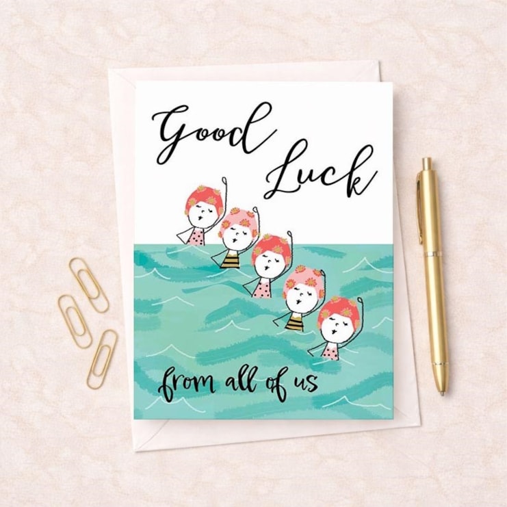 Large Good Luck Card - Ladies Swimming In The Sea