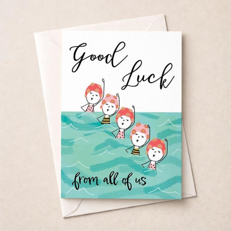 Large Good Luck Card - Ladies Swimming In The Sea Large Good Luck Card - Ladies Swimming In The Sea
