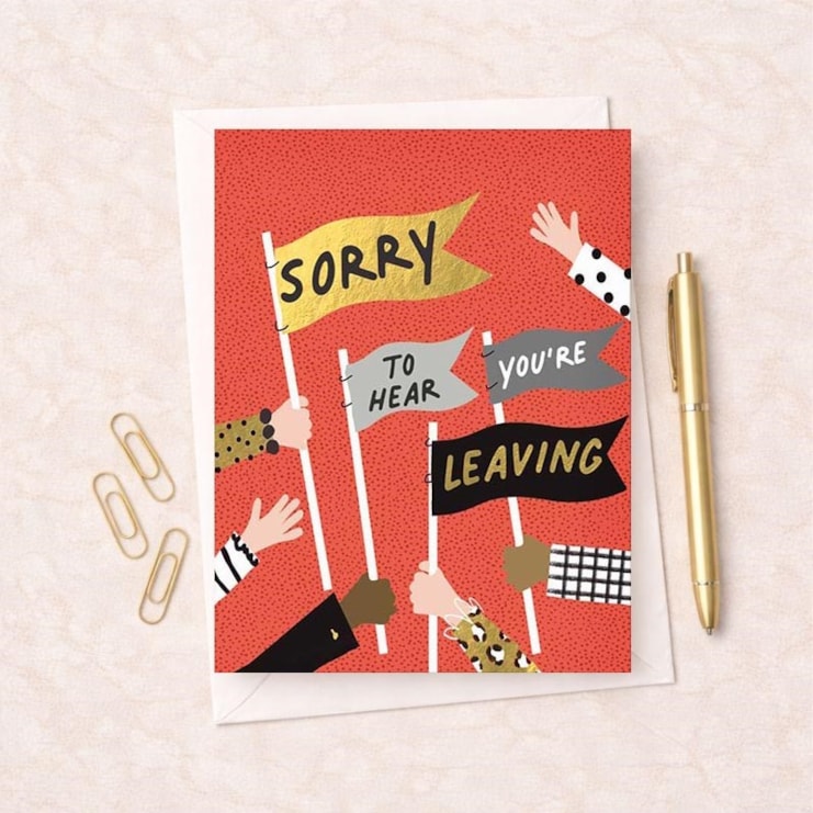 Large Sorry You're Leaving Card - Flags Large Sorry You're Leaving Card - Flags