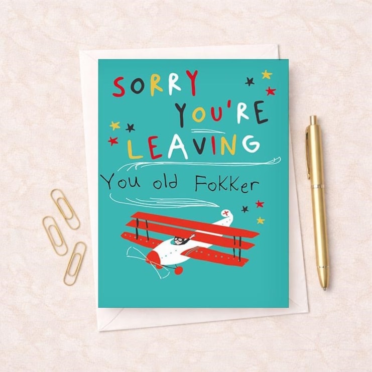 Large Sorry You're Leaving Card - Old Fokker