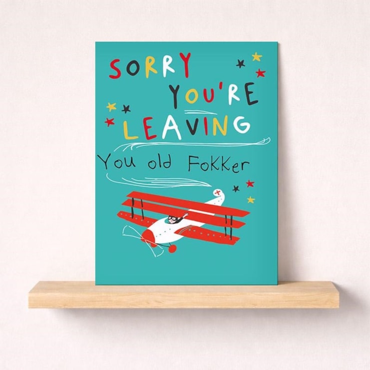 Large Sorry You're Leaving Card - Old Fokker Large Sorry You're Leaving Card - Old Fokker