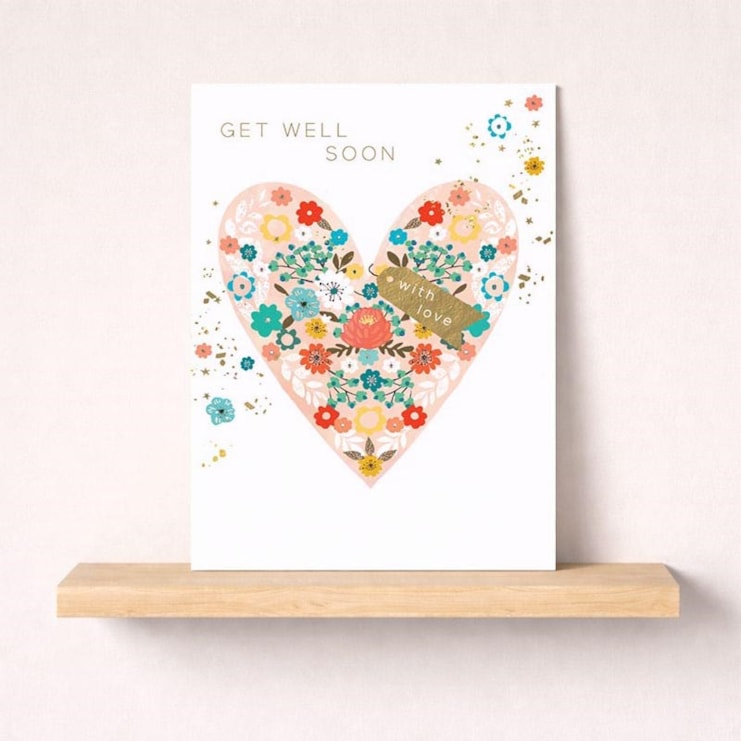 Large Get Well Soon Card - Floral Heart Large Get Well Soon Card - Floral Heart