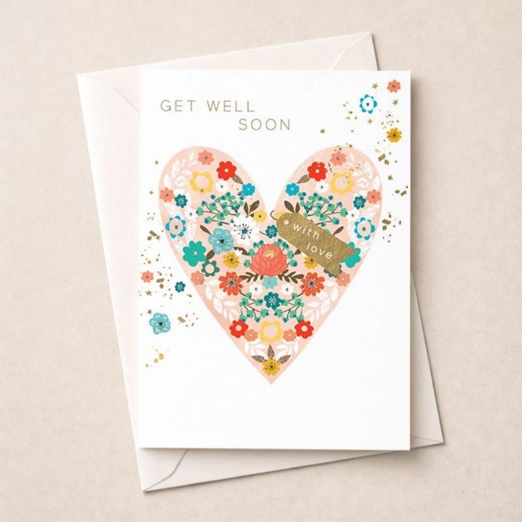 Large Get Well Soon Card - Floral Heart Large Get Well Soon Card - Floral Heart