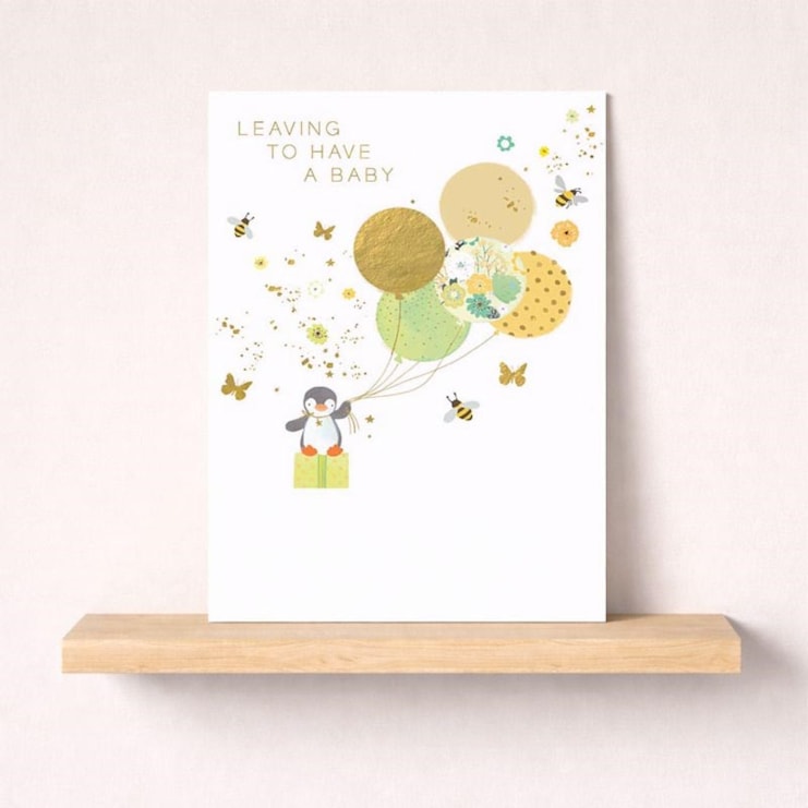 Large Leaving For A Baby Card - Penguin Large Leaving For A Baby Card - Penguin