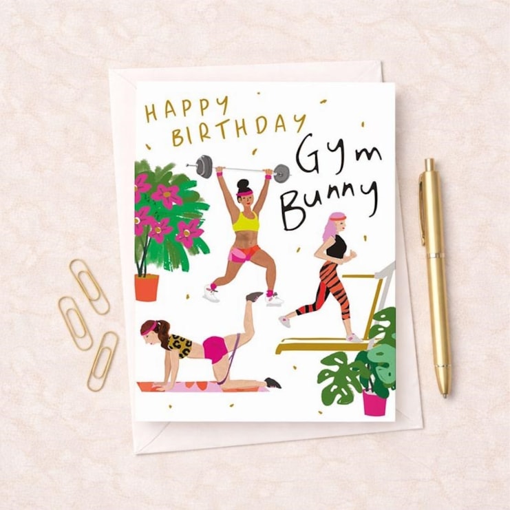 Large Birthday Card - Gym Bunny