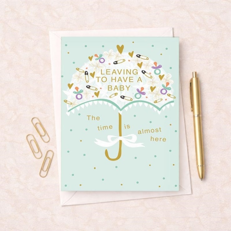 Large Leaving For A Baby Card - Umbrella