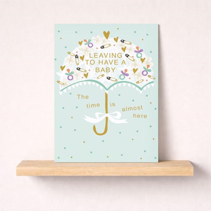 Large Leaving For A Baby Card - Umbrella Large Leaving For A Baby Card - Umbrella