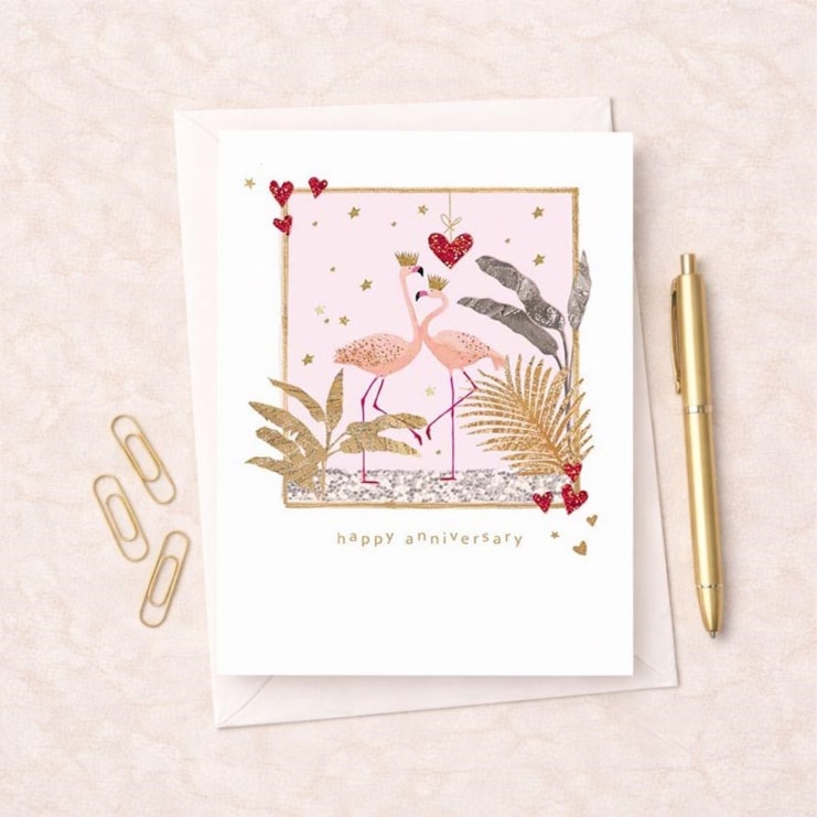 Anniversary Card - Flamingos