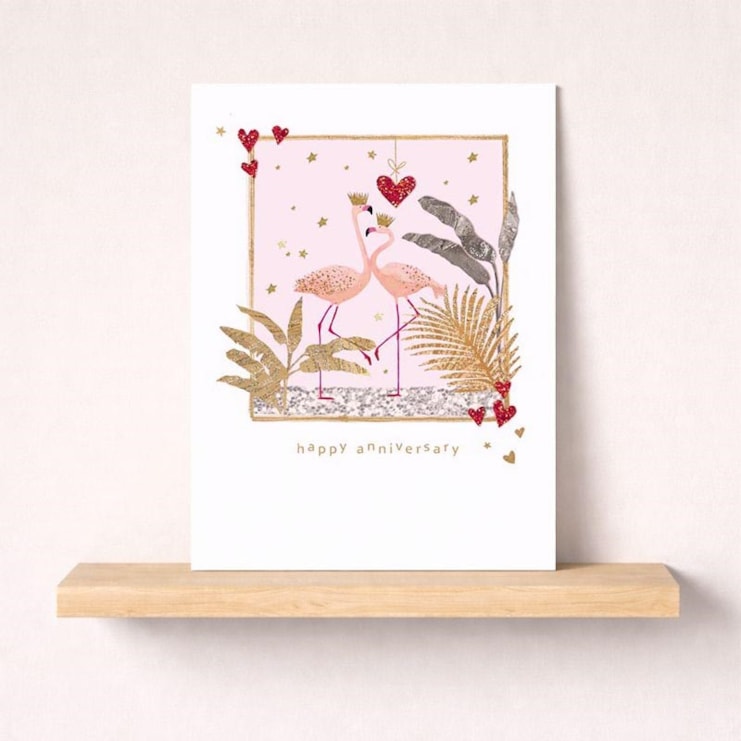 Anniversary Card - Flamingos