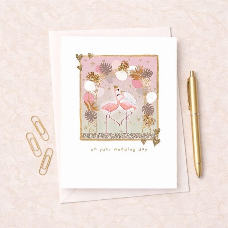 Wedding Card - Flamingos